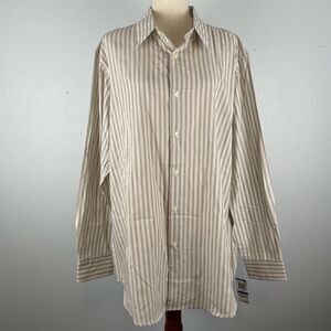 NWT Via Europa Beige Striped Button-Up Shirt Size XL